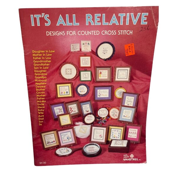 Counted Cross Stitch Pattern Booklet Its All Relative  Jane Arlyn Crabtree 1983 - Picture 1 of 7